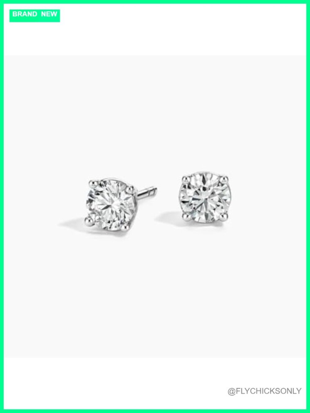 Lab Grown Diamond Stud Earrings 925 Sterling Silver Push Back